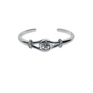 Avon Silver Tone And Clear Rhinestone Cuff Bracelet Signed NVC (6155)